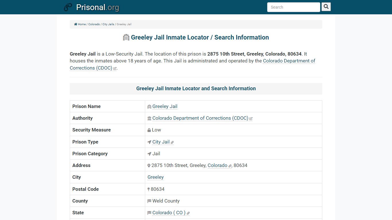 Greeley Jail-Inmate Locator/Search Info, Phone, Fax, Email ...